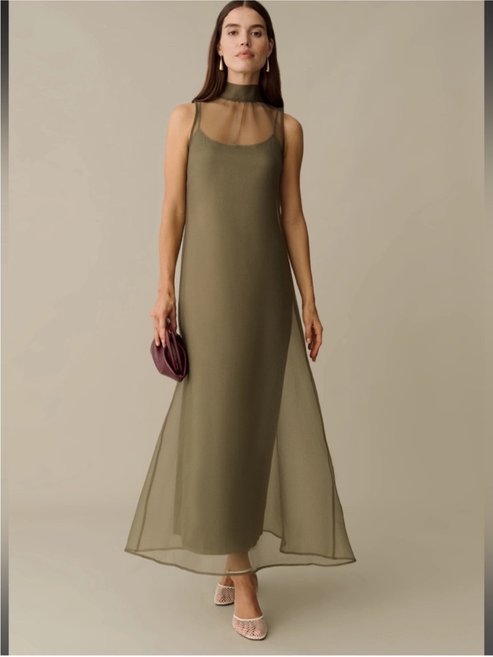 NWT CAARA Alette Organza
Elegant Moss Grey Olive Few
Moda Dress M,S,XL - Picture 1 of 10